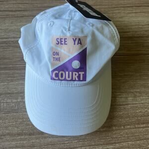 NWT Prince Tennis Hat 'See Ya On The Court' White Adjustable Girls OSFA